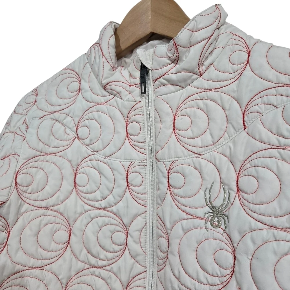 Spyder White Red Quilted Jacket Winter Coat Girls XL